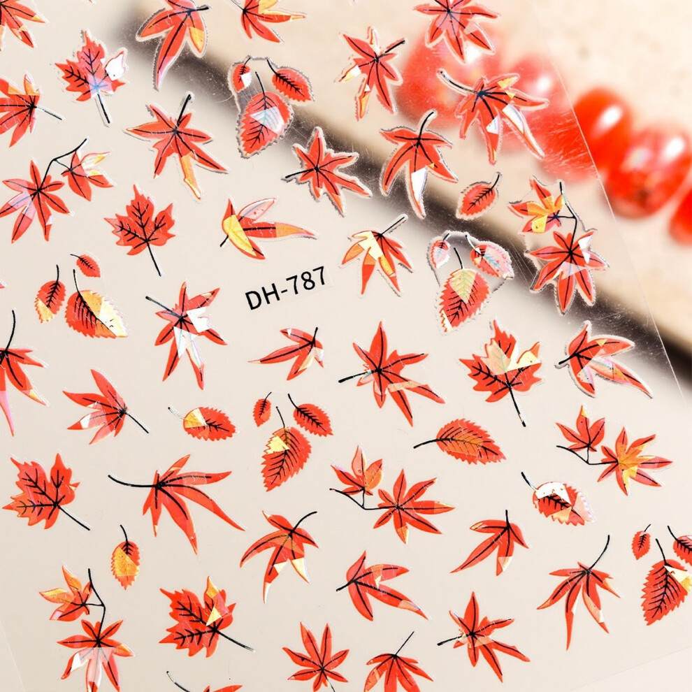 Halloween Nail Stickers 6 Sheets Autumn SelfAdhesive Nail Decals Maple and Ginkgo Leaf Designs
