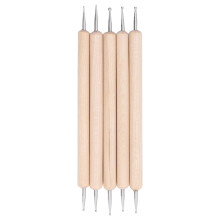 Double Ended Dotting Stylus Set with Precision Stainless Steel Tips and Ergonomic Wood Handles 5pcs