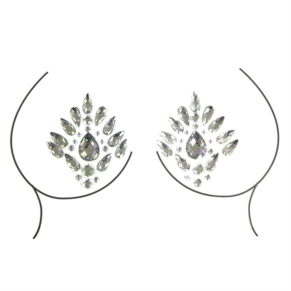 Mermaid Chest Crystal Body Gems Sticker  Reusable Rhinestone Festival and Rave Jewelry