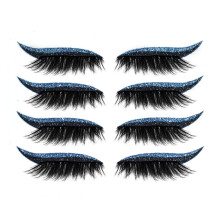 Reusable Blue Eyeliner Stickers with Glitter, Waterproof SelfAdhesive for Women Party Makeup