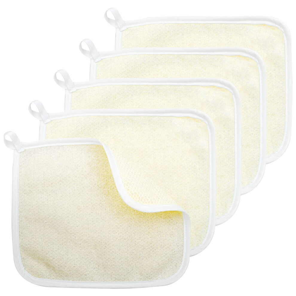 Beige 5 Pack Dualsided Exfoliating Washcloths Softweave Face And Body Bath Cloths For Shower