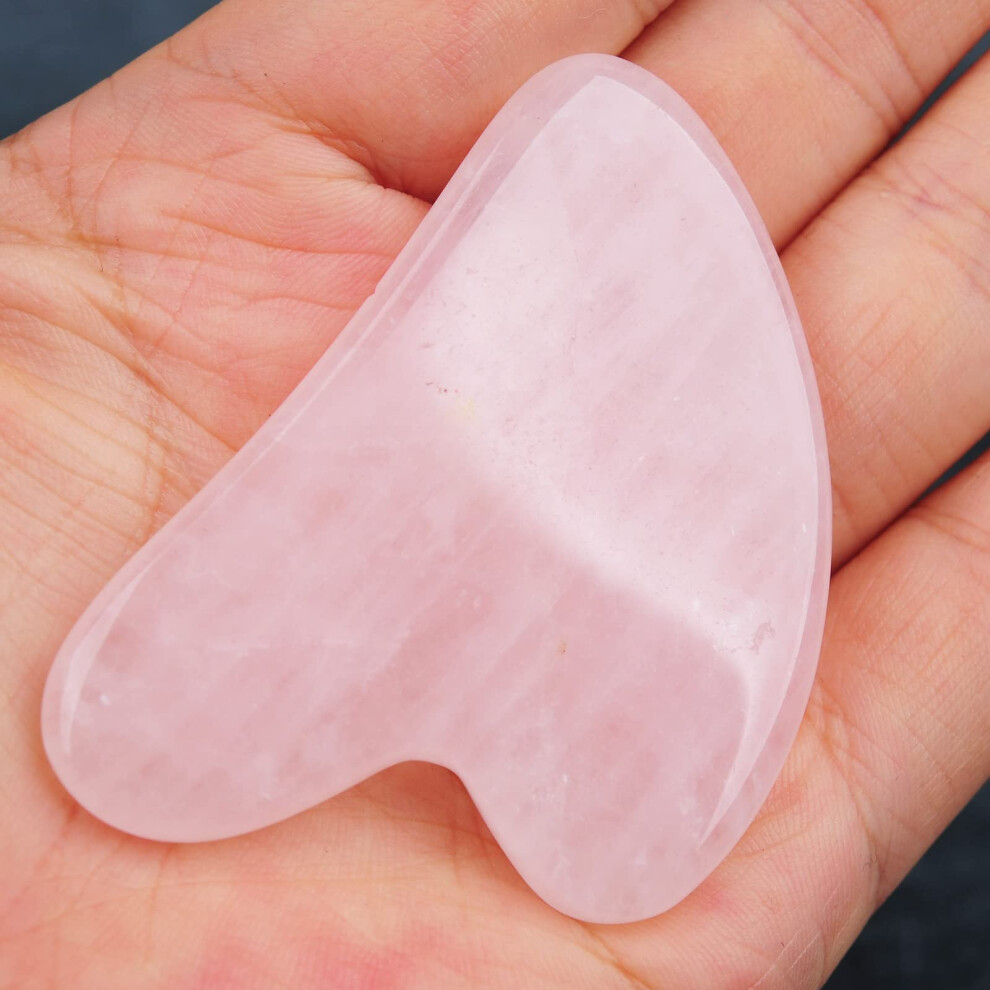Pink Rose Quartz Gua Sha For Facial Contouring Massage, Cooling Depuffing Effect, Jade Stone Scraper