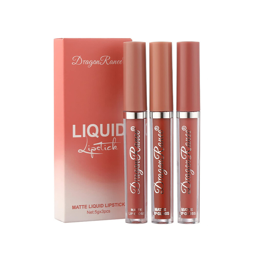 Matte Liquid Lipstick Trio Set with Bold Color and Long Lasting NonStick Lip Gloss Gift