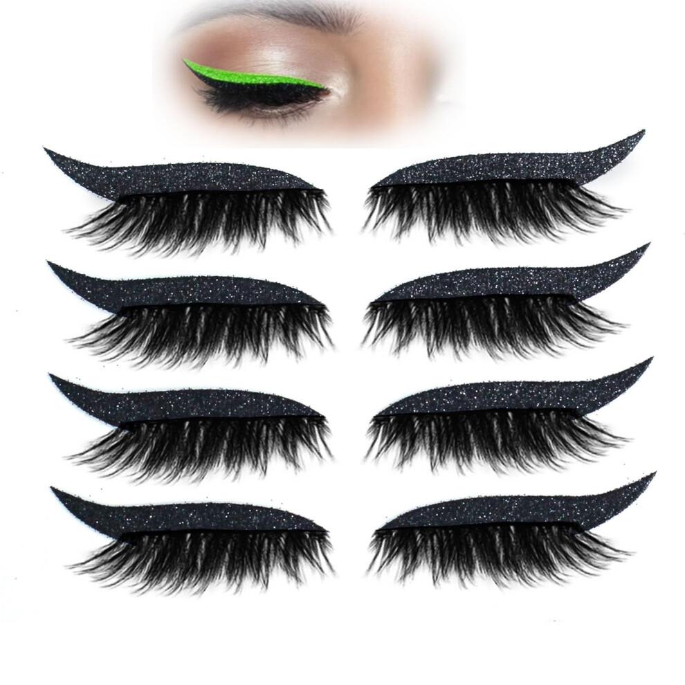 Black Self Adhesive False Eyelashes 2 In 1 Eyeshadow With Reusable Instant Lash And Shadow
