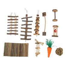 Ensemble de jouets à mâcher enrichissants pour petits animaux (hamster, cochon d'Inde), kit de soins dentaires avec pont en corde et bloc molaire,