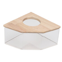 Zandbad voor hamsters: Acryl zandbadbak voor kleine dieren, chinchillabadje met houten deksel, draagbaar hamsterbad, transparant.
