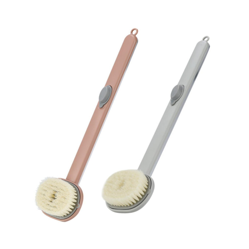 Back Scrubber and Shower Brush with Long Handle, Exfoliating Body Brush, Soap Dispenser, 2pcs