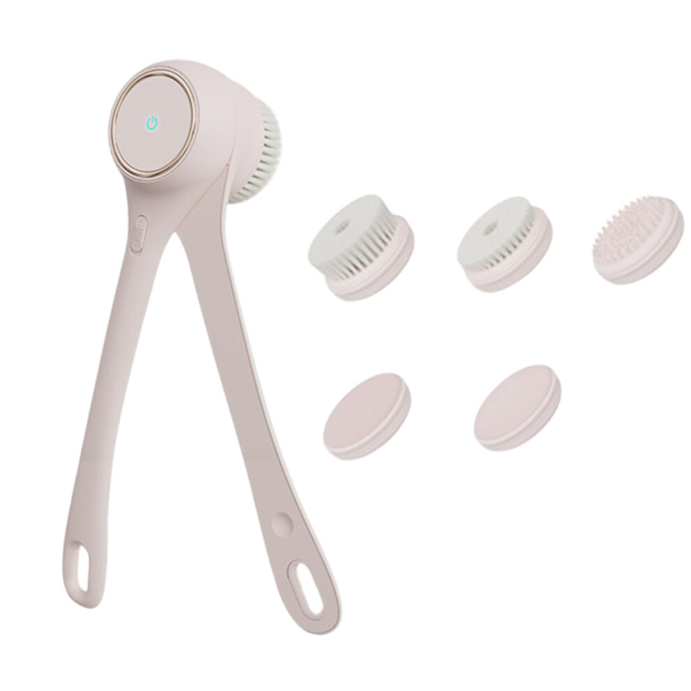 Electric Back Scrubber with 360 Automatic Rotation, Dual Speed, 5 Heads, Detachable, Beige
