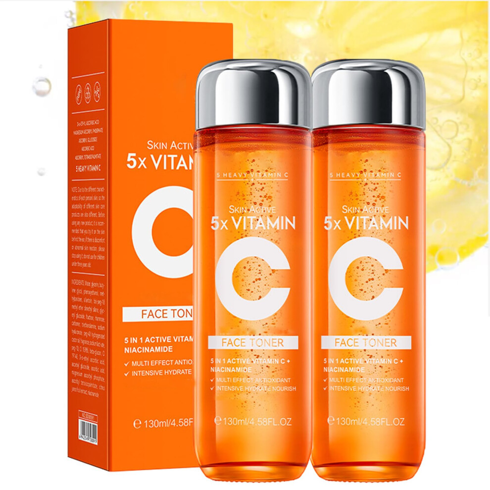 5x Vitamin C Facial Toner 130ml 2pcs Hydrating AntiAging Firming for All Skin Types