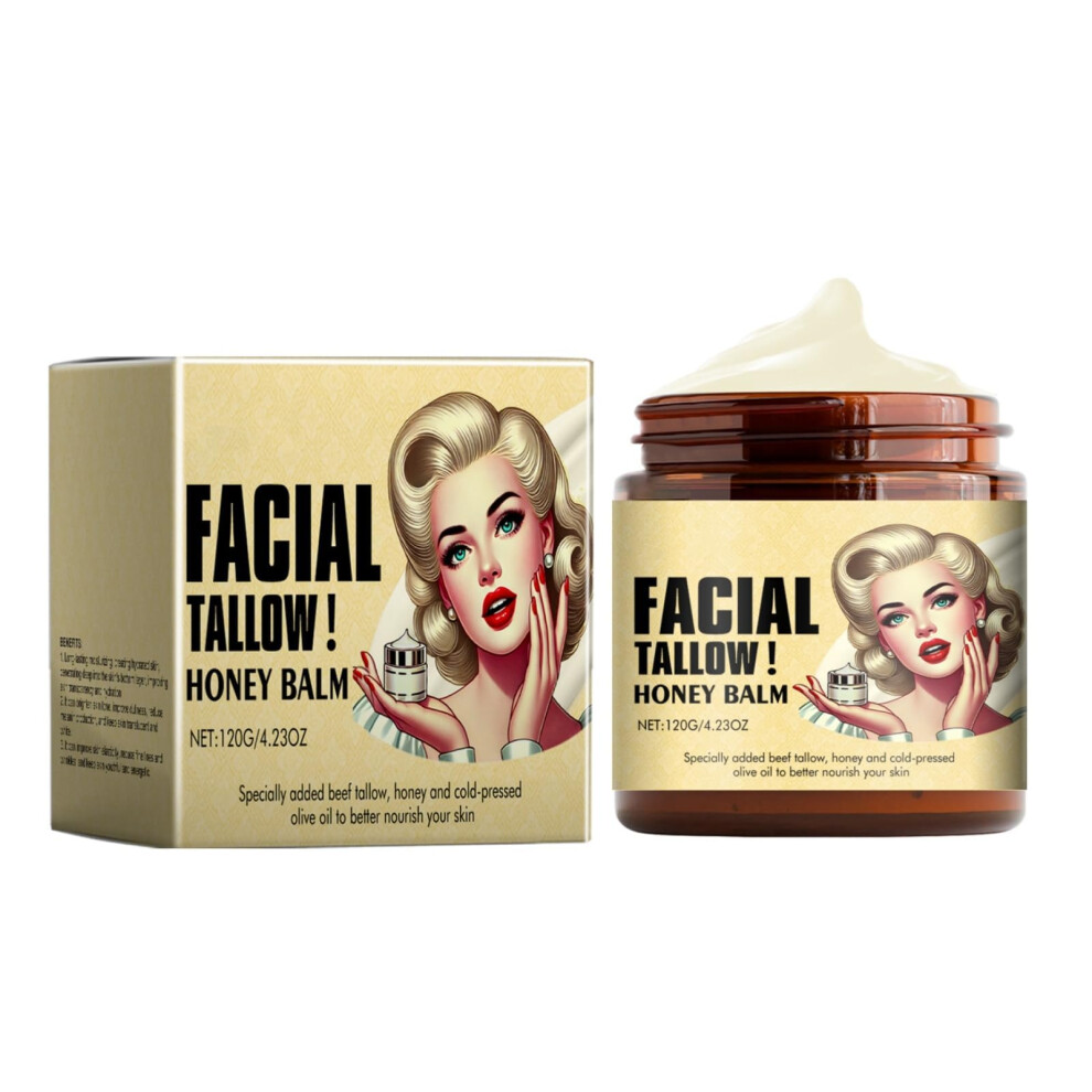Beef Tallow Balm with Honey â Grass Fed Organic Moisturizer for Deep Hydration and AntiâAging Skin Care