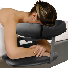 Massage Table Face Cradle with Adjustable Pillow Set, PU Leather Headrest and Arm Support Black