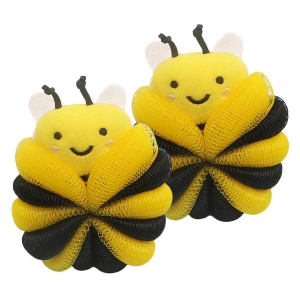 2pcs Cartoon Shower Loofah Bath Sponge with Soft Mesh for Gentle Exfoliation and Rich Bubbles