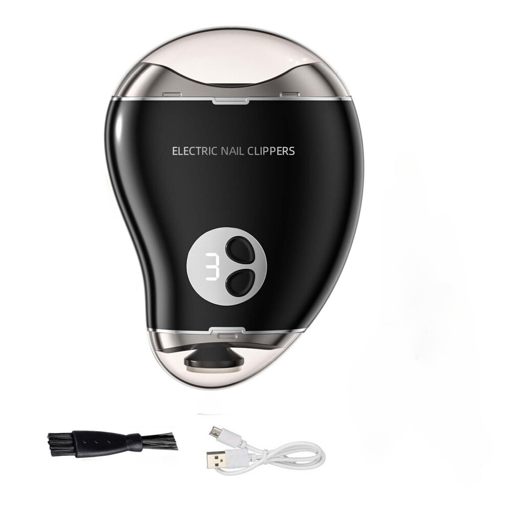 Black Electric Nail Clipper With File, 2 In 1 Rechargeable Usbc Nail Trimmer For Seniors And Adults