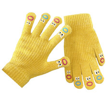 Funny Mouth Knitted Gloves with Screentouch Finger-Yellow