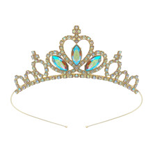 Heart Glitter Headband Crown Queen Headwear-Gold AB Diamond