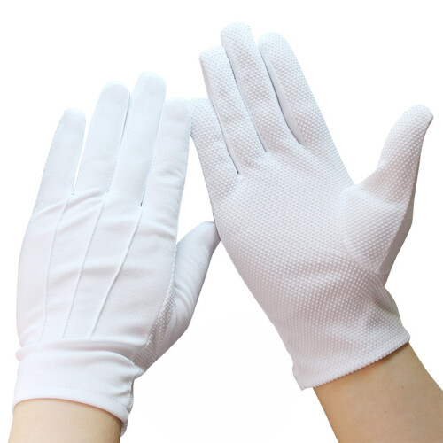 Antislip gestippelde handschoenen Formele smoking Honors-Witte L