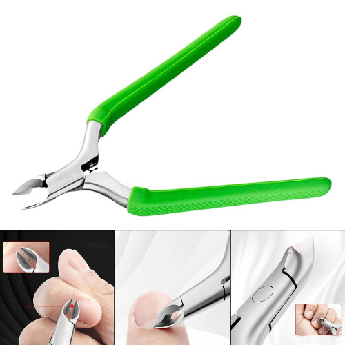 Cuticle Nipper with Ergonomic AntiSlip Grip, Precision Curved Blade, Green, 4 Pack 2