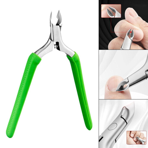 Cuticle Nipper with Ergonomic AntiSlip Grip, Precision Curved Blade, Green, 4 Pack 1