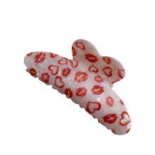 Mode Lip Print Haarclip Klauw Stijlvol-Witte en rode lippen