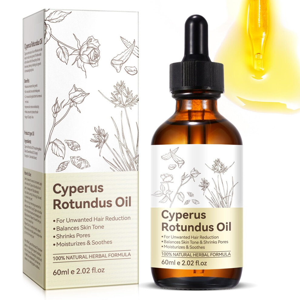 Hair Removal Oil Natural Cyperus Rotundus, Reduce Regrowth, Hydrate and Smooth Skin, 60ml