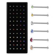 60Pcs Straight Nose Studs, Surgical Stainless Steel Small Nose Studs in 3 sizes 1.5/2.0/2.5mm Multicolor Tragus Piercing Jewellery Lip Bar Tragus Earr