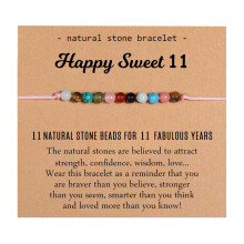 11th Birthday Gifts for Girls, Natural Crystal Milestone Birthday Bracelet, Adjustable Bracelets Present Christmas Gift for Daughter Granddaughter Nie