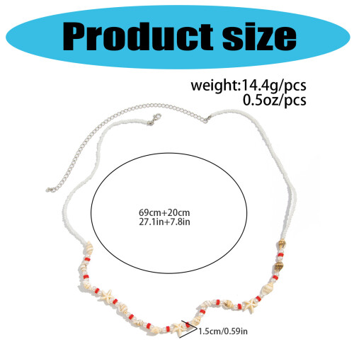 Bikini taille ketting lichaamsketting kralen schelp-Rood 2