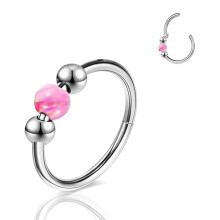 Encantador piercing de nariz em aço inoxidável com pedra preciosa rosa - Joia de piercing de nariz articulada, ultrafina, em aço cirúrgico