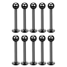 Black Jewellery Internally Threaded Labret, 10 Pcs Lip Bar, Helix Tragus Stud Piercing Jewellery