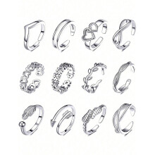 Lot de 12 bagues d'orteils ajustables, hypoallergĂ©niques, Ă la forme manchette, simples et ouvertes, idĂ©ales comme bijoux de pieds pour l'Ă©tĂ© Ă