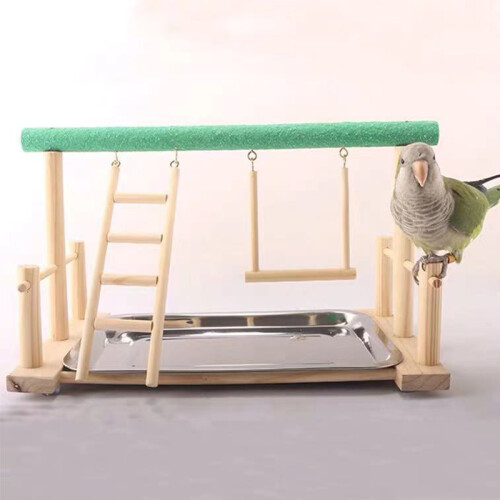 Βάση για παπαγάλους, παιδική χαρά Bird Playground, γυμναστήριο από φυσικό ξύλο με σκάλες