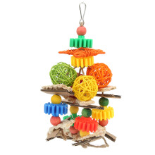 Multi Layered Bird Toy For Macaws And African Grey Parrots Relieves Stress And Anxiety Durable Wooden Bird Chew Toys Bird Accessories For Climbing