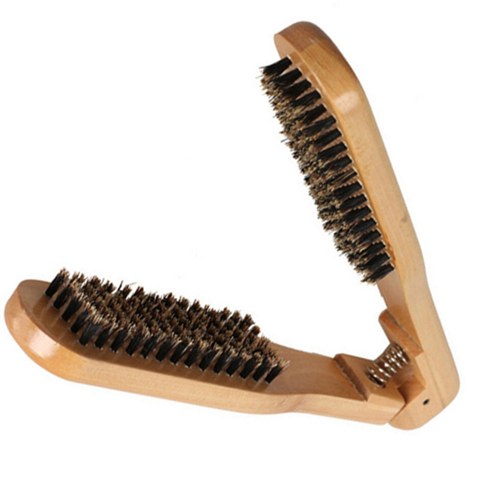 Unisex Dual Side Hair Brush For Straightening And Smoothing, Anti Static Natural Fiber Bristle Comb With Wooden Clamp, Salon Quality Hairdressing Tool For