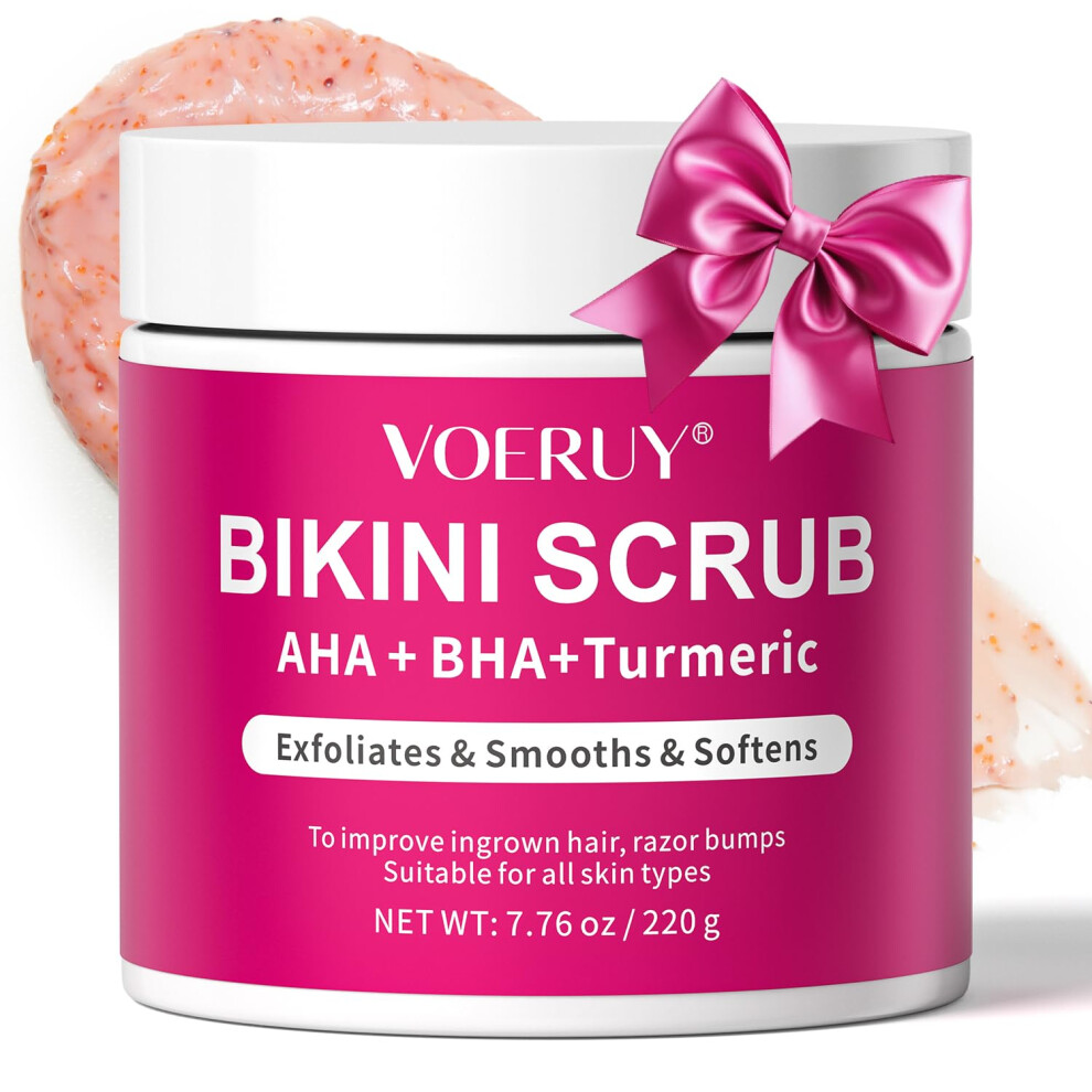 Bikini Exfoliating Scrub with AHA BHA and Turmeric for Ingrown Hair Treatment and Smooth Skin