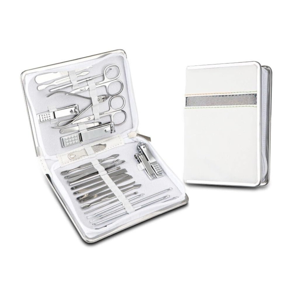 Manicure Pedicure Set 26 Piece Stainless Steel Nail Clippers Kit with Leather Case for Travel