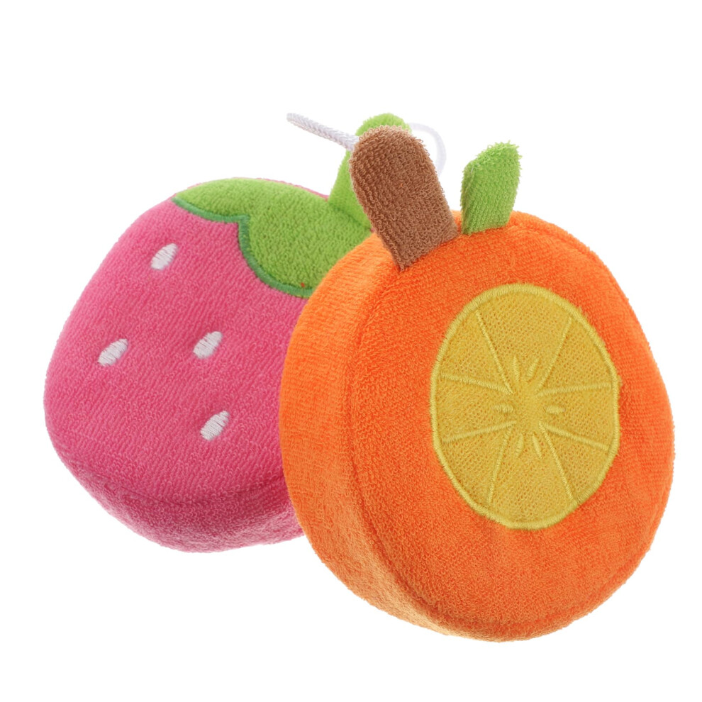Bath Sponge Set with Fun Fruit Design for Kids, Soft Shower Scrubber for Gentle Exfoliation