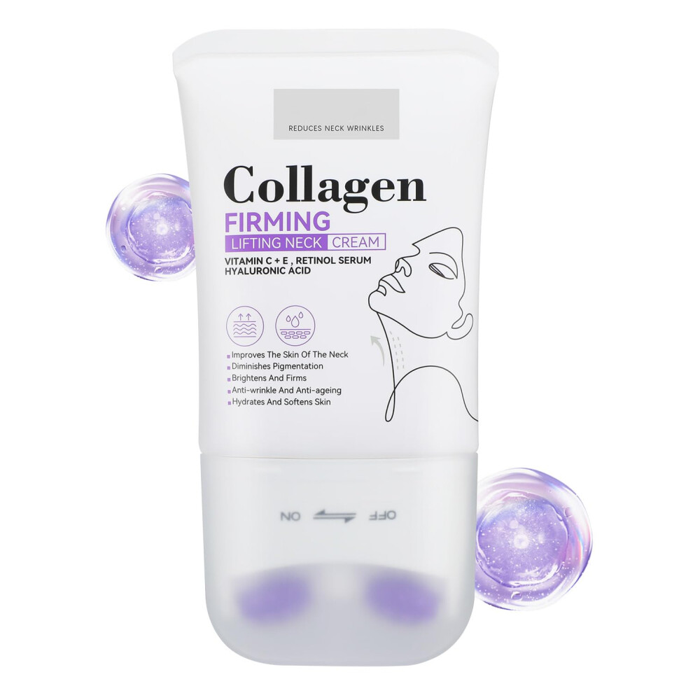 Neck Firming Cream with Collagen and Roller Applicator, AntiAging Hydrating Neck and Face Care