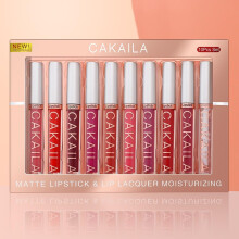 Waterproof Lip Gloss Set with Matte Lipstick, Long Lasting Color, 10Piece Assorted Shades