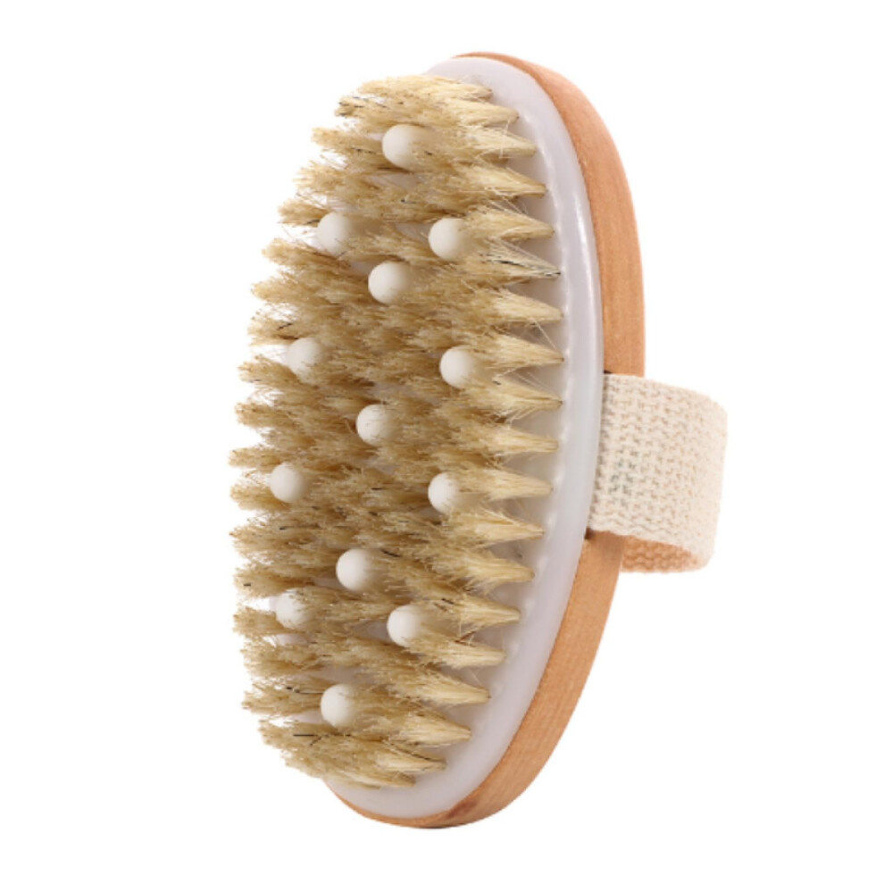 Body Brush with Natural Bristles for Gentle Exfoliation and Invigorating Massage Wet or Dry Use