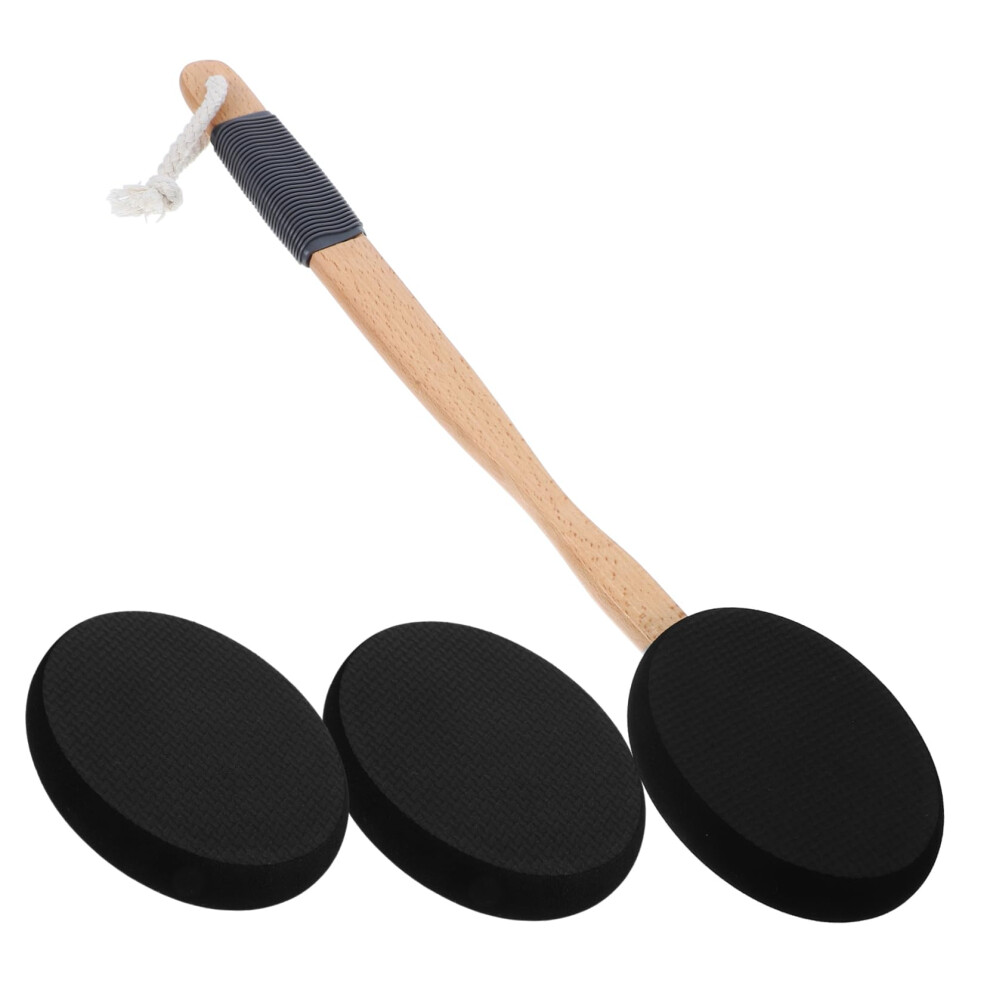 Cream Back Lotion Applicator Long Handle Bath Brush Set With Exfoliating Heads For Shower And