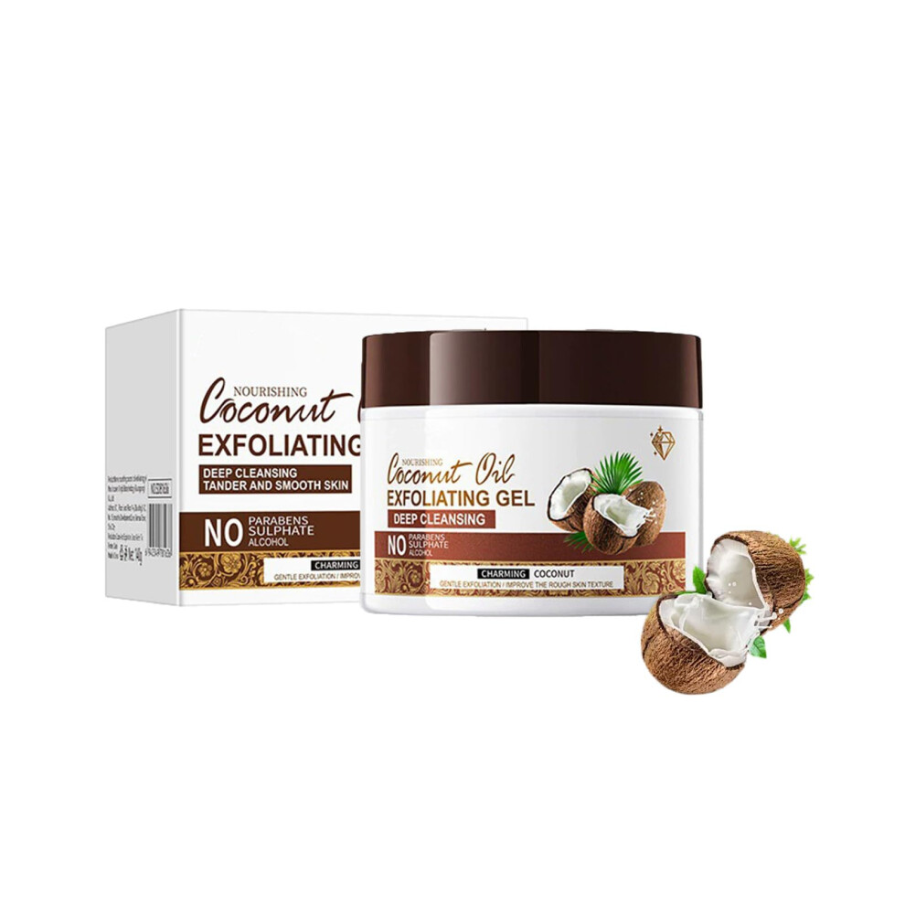 Coconut Oil Exfoliating Gel Face and Body Scrub, Deep Hydration Gentle Cleanser 4.94 oz
