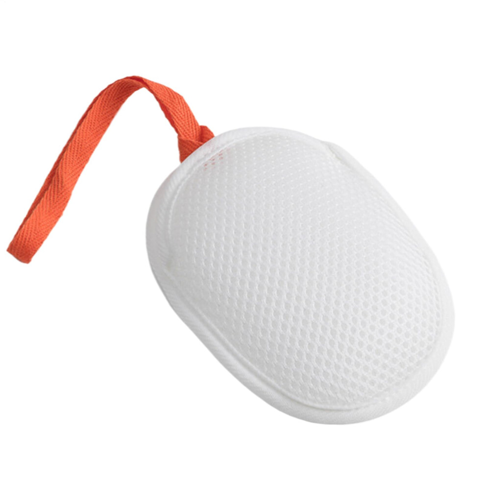 White Soap Saver Bag With Nylon Mesh For Rich Foam And Gentle Exfoliation, Reusable Hanging Design
