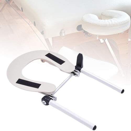 Massage Table Face Cradle Adjustable Foldable Ergonomic Support Universal Headrest for Spa Bed Silver White 2