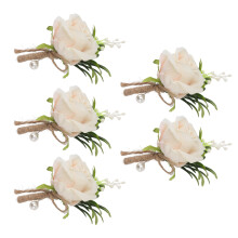 5 Stück Hochzeits-Corsage-Nadeln Champagner Kunststoffblumen 13x8cm