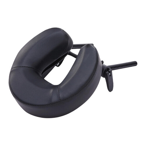 Massage Table Face Cradle with Adjustable Foldable Headrest and Soft PU Leather Pillow, Black