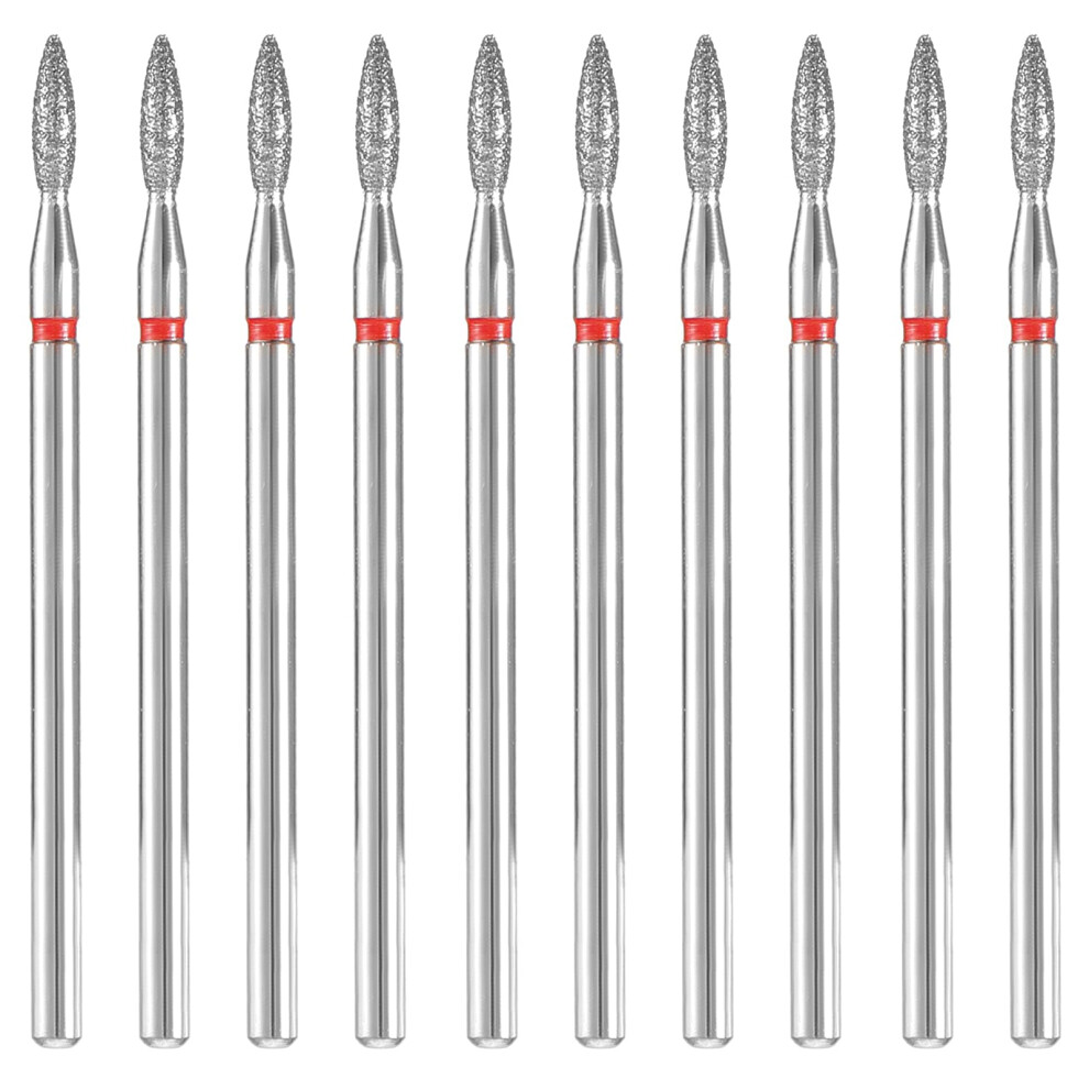 10pcs Professional Diamond Nail Drill Bits Set with 240 Fine Grit Bands for Manicure Pedicure