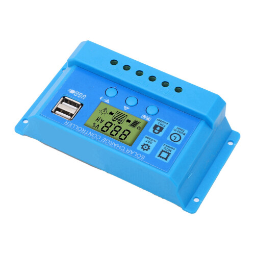 Controller di Carica Solare PWM con Display LCD 12V/24V Blu 3A USB