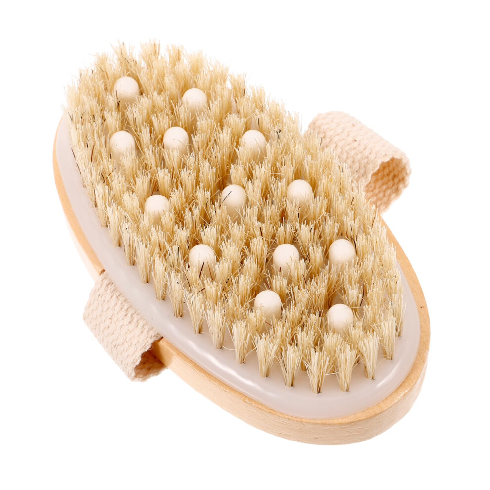 Body Brush with Natural Boar Bristles for Shower Exfoliation and Skin Cleansing, Easy Grip Design