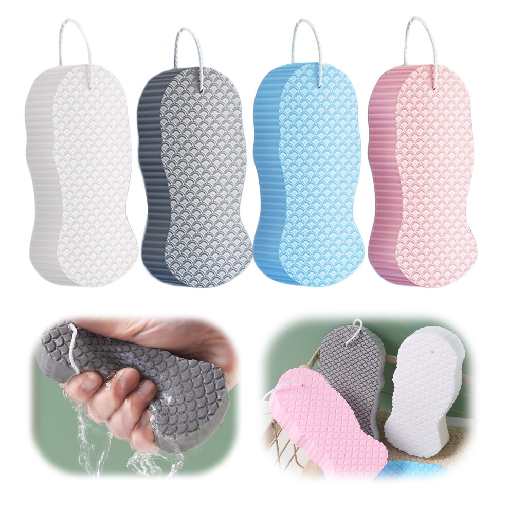 Exfoliating Bath Sponge 4 Pcs Soft 3D Body Scrubber for Gentle Dead Skin Removal and Sensitive Skin