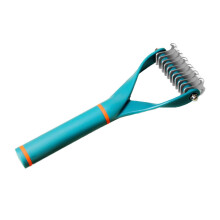 Pente removedor de pelos mortos para cães e gatos, ferramenta desembaraçadora de dupla face com lâminas de aço inoxidável, escova multifuncional